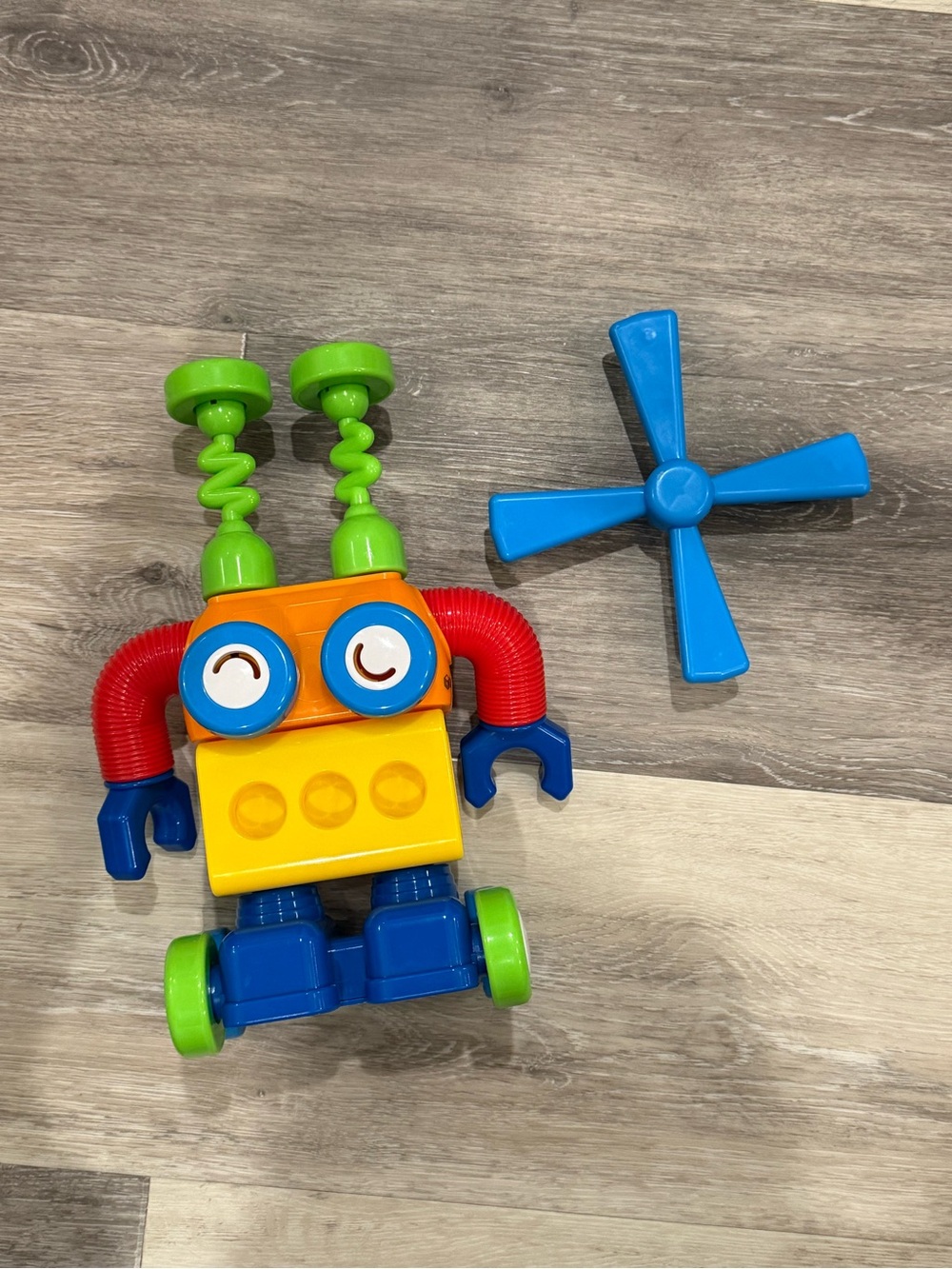 Bright Green & Blue Buildable Robot Toy - Colorful Construction Figure